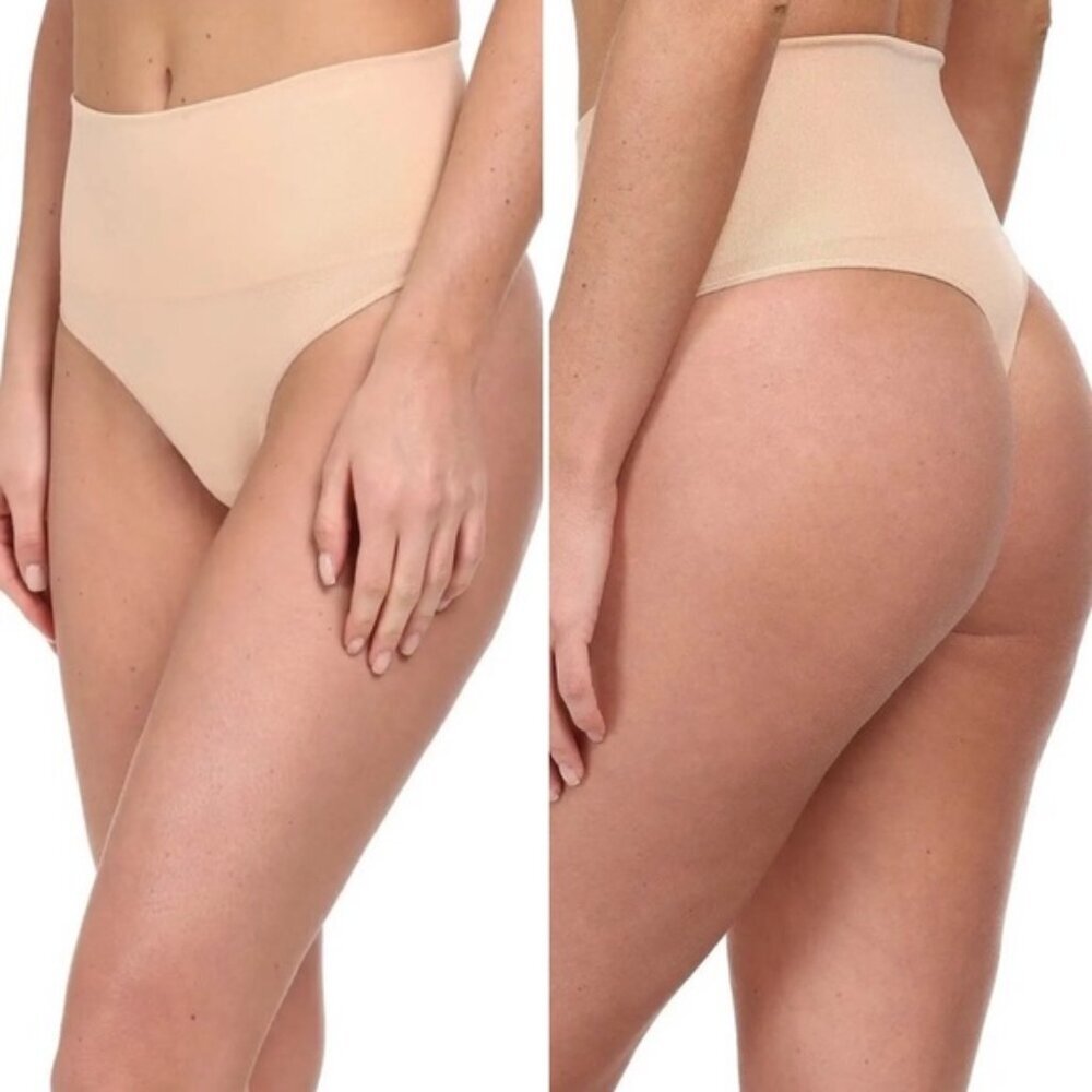 NWT Spanx Everyday Shaping Soft Panties Thong Soft Nude Size Large